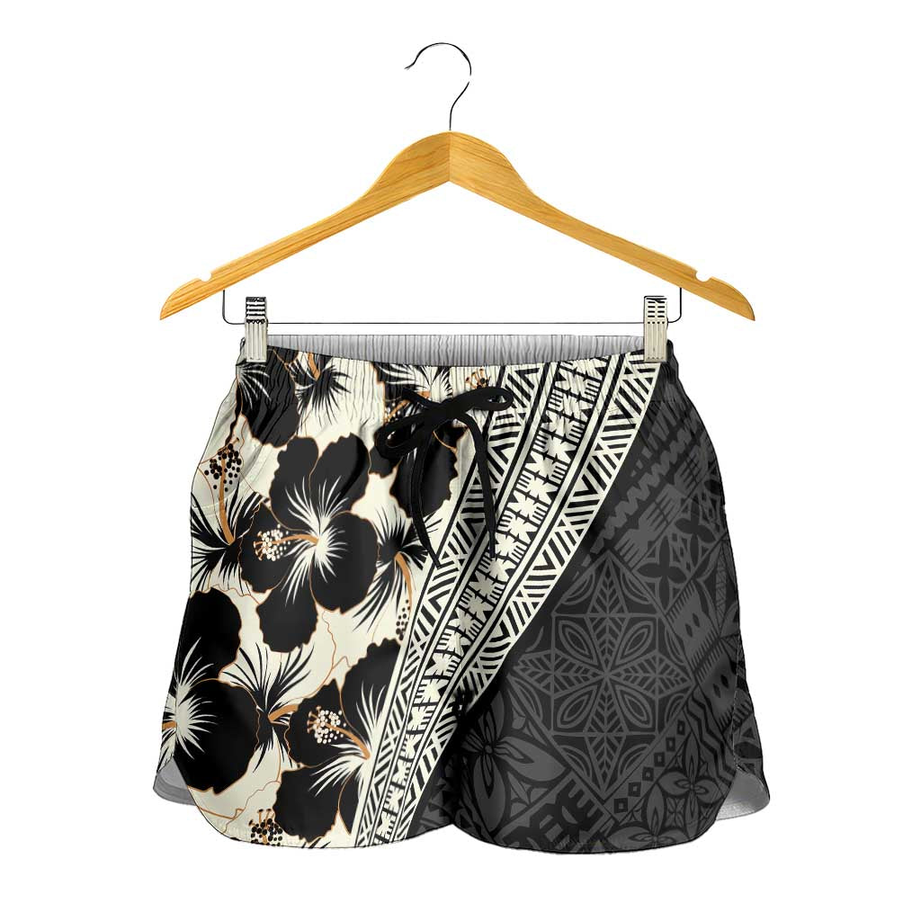 Bula Hibiscus Festival Shorts for Women Tapa Pattern Half Style - Polynesian Pride
