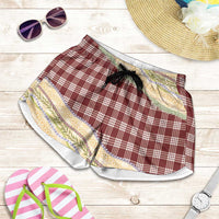 Burgundy Palaka Hawaii Leis Elegant Vibes Shorts for Women LT14 Burgundy - Polynesian Pride