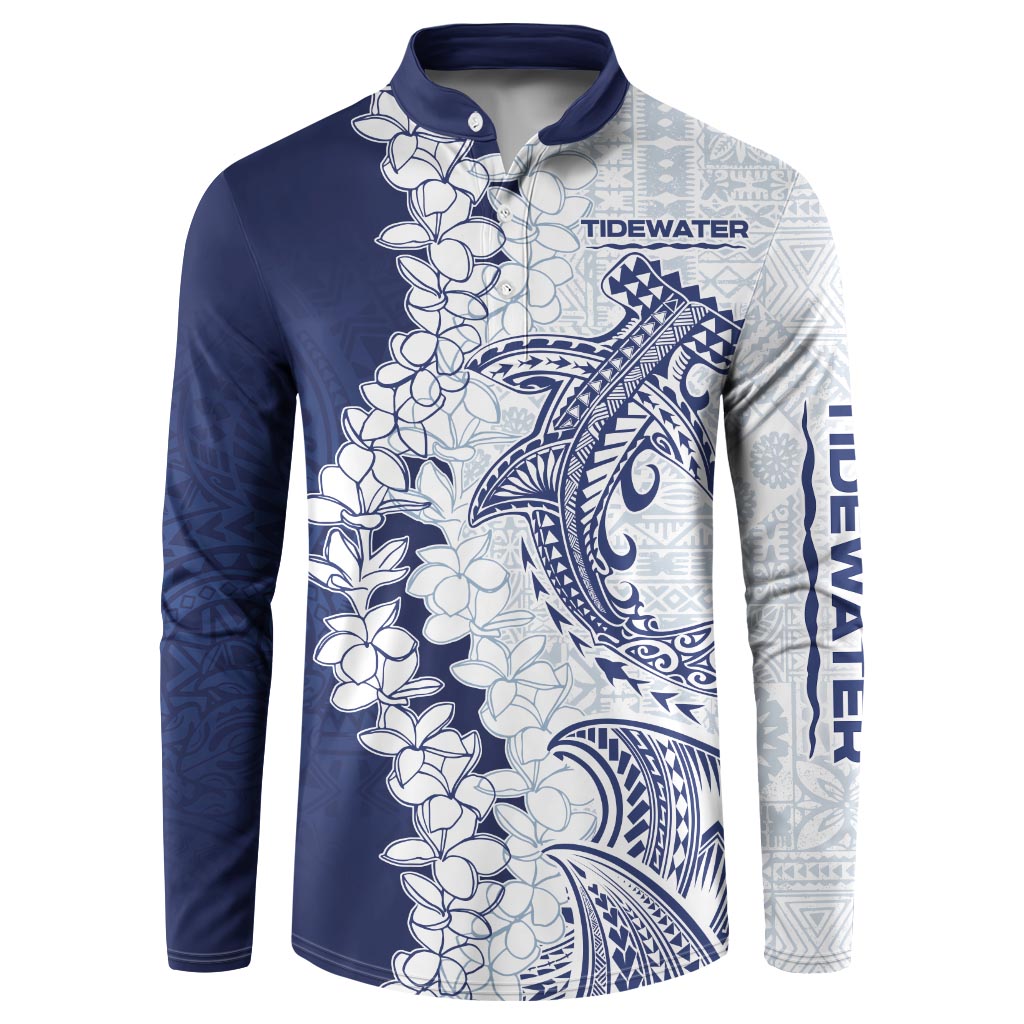 CUSTOMER REQUEST - TIDEWATER - 021026 Button Sweatshirt Hammerhead Shark LT7 Navy Blue - Polynesian Pride