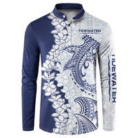 CUSTOMER REQUEST - TIDEWATER - 021026 Button Sweatshirt Hammerhead Shark LT7 Navy Blue - Polynesian Pride