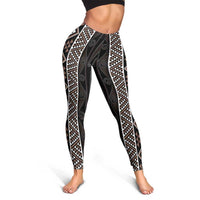 Classic Tukutuku Pattern Aotearoa Leggings Niho Taniwha and Puhoro Motifs