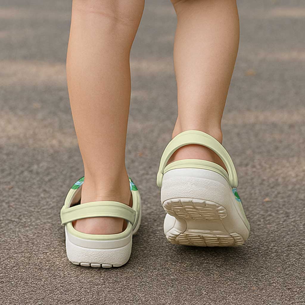 Cook Islands Green Tivaevae Clogs Shoes