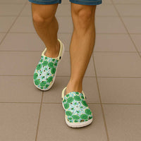 Cook Islands Green Tivaevae Clogs Shoes