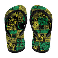 Cook Islands Mere Kiritimiti Flip Flops Pacific Patchwork Xmas Vibes - Polynesian Pride