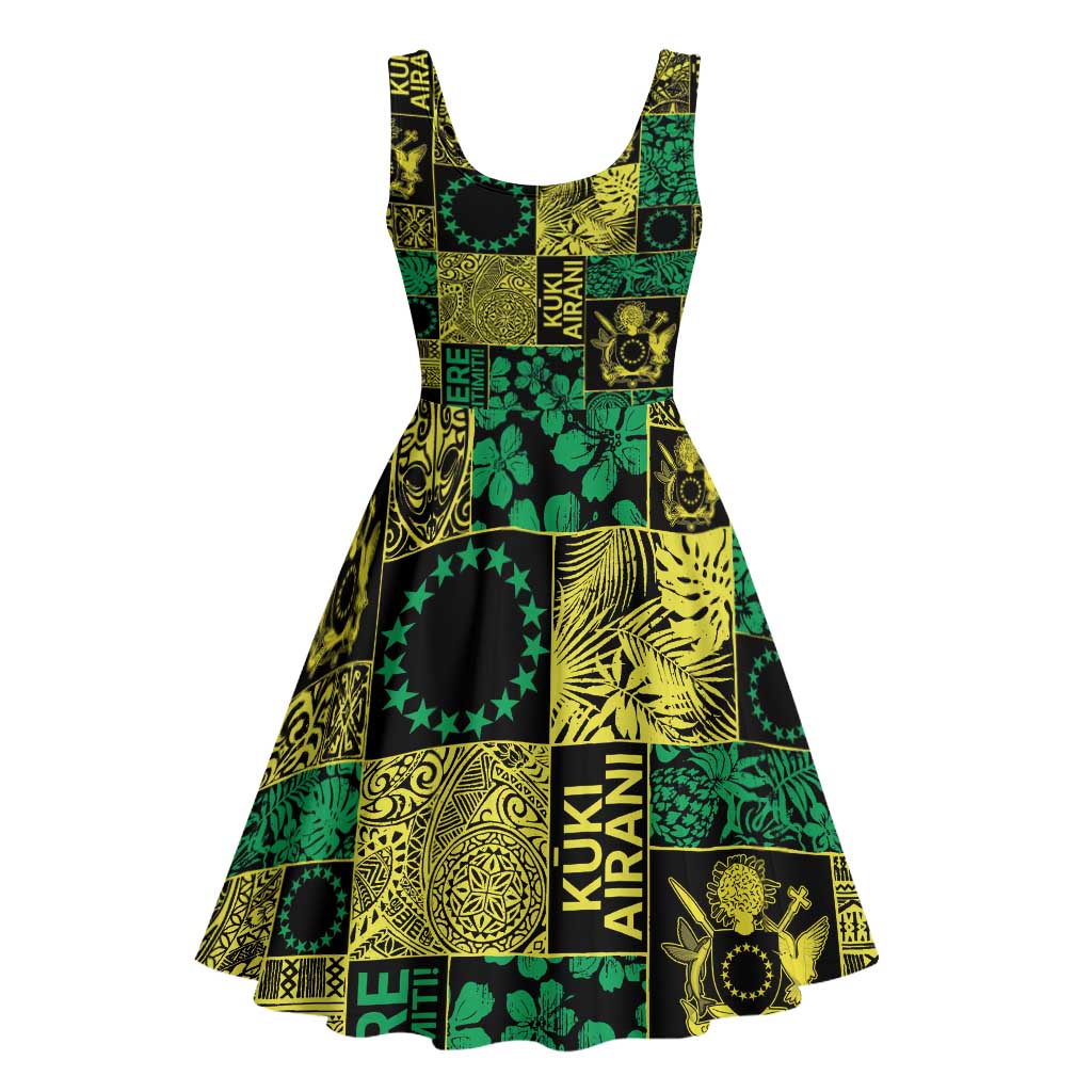 Cook Islands Mere Kiritimiti Midi Dress Pacific Patchwork Xmas Vibes - Polynesian Pride