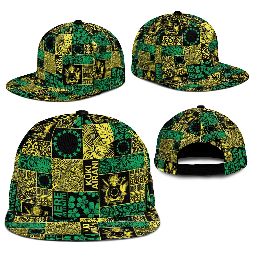 Cook Islands Mere Kiritimiti Snapback Cap Pacific Patchwork Xmas Vibes - Polynesian Pride