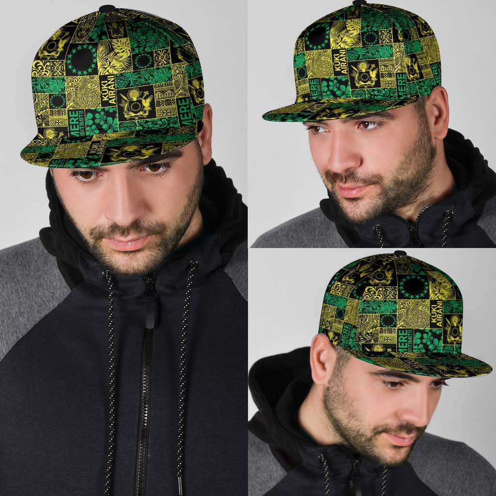 Cook Islands Mere Kiritimiti Snapback Cap Pacific Patchwork Xmas Vibes - Polynesian Pride