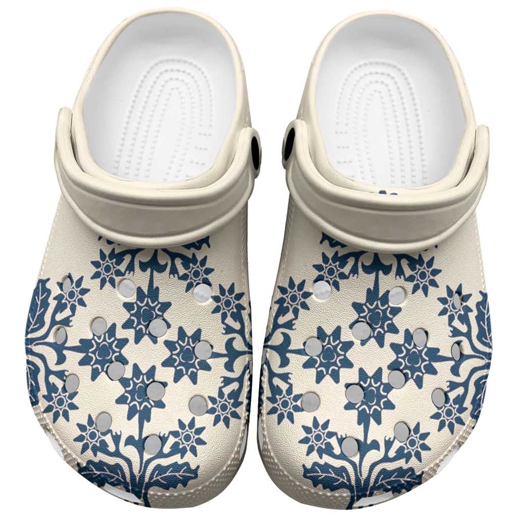 Cook Islands Navy Blue Tivaevae Clogs Shoes