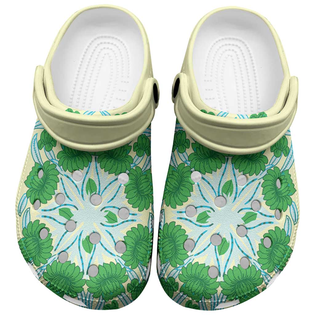 Cook Islands Tivaevae Quilt Clogs Shoes Beige