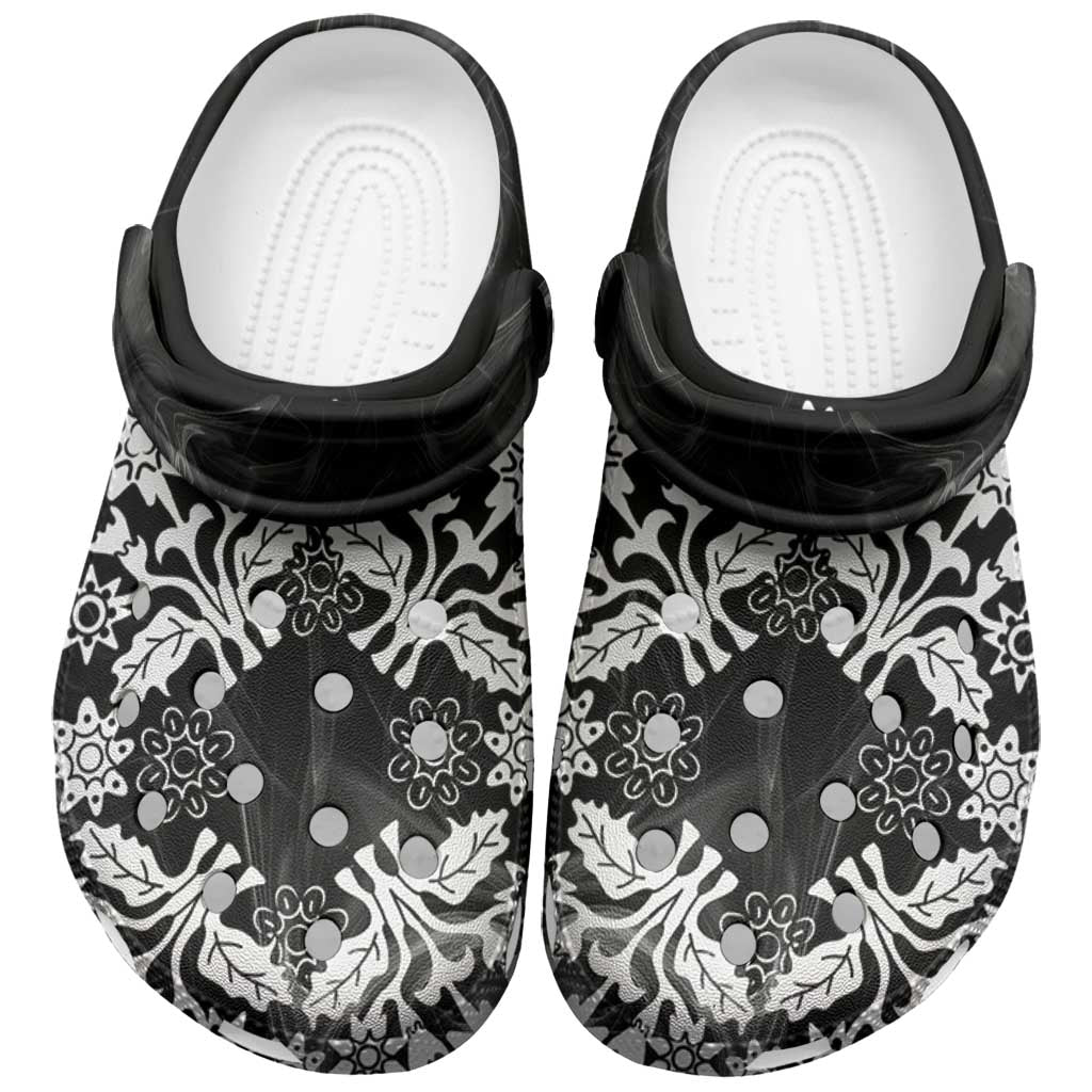 Cook Islands Tivaevae Quilt Clogs Shoes Black Marble