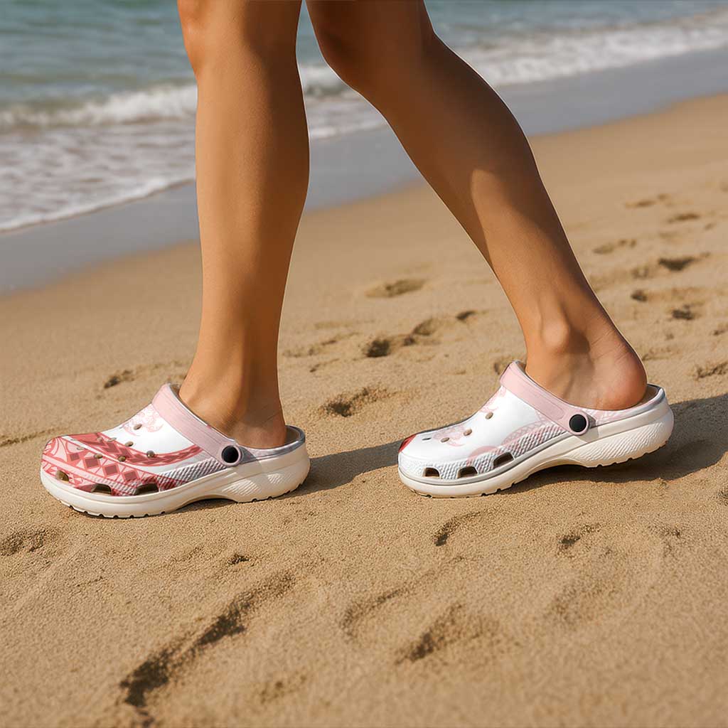 Coral Red Polynesian Tribal Turtle Floral Pattern Clogs Shoes - Polynesian Pride