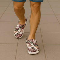 Cowboy Hawaii Mele Kalikimaka Clogs Shoes Paniolo Kukui Nut Pikake Lei Burgundy Version - Polynesian Pride