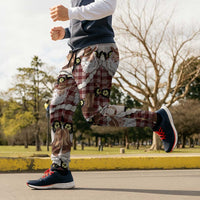 Cowboy Hawaii Mele Kalikimaka Jogger Pants Paniolo Kukui Nut Pikake Lei Burgundy Version - Polynesian Pride
