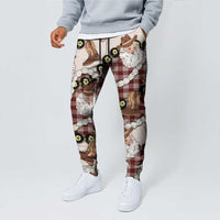 Cowboy Hawaii Mele Kalikimaka Jogger Pants Paniolo Kukui Nut Pikake Lei Burgundy Version - Polynesian Pride