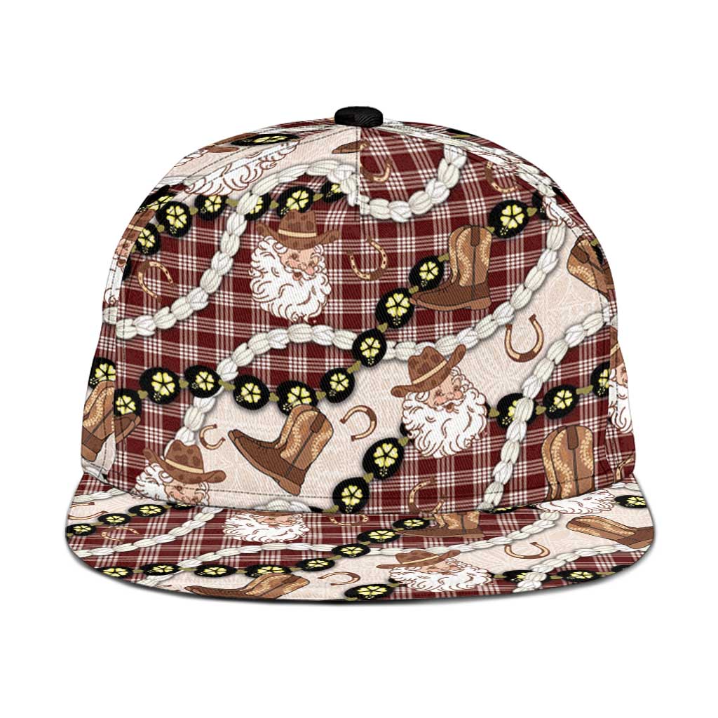 Cowboy Hawaii Mele Kalikimaka Snapback Cap Paniolo Kukui Nut Pikake Lei Burgundy Version - Polynesian Pride