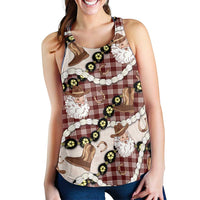 Cowboy Hawaii Mele Kalikimaka Women Racerback Tank Paniolo Kukui Nut Pikake Lei Burgundy Version - Polynesian Pride