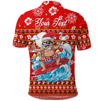 Custom Hawaii Christmas Santas Surf Mele Kalikimaka Polo Shirt LT2 - Polynesian Pride