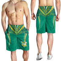 Custom Cook Islands Rugby Shorts for Men Tatau Art Sport Style Green Color LT03 - Polynesian Pride