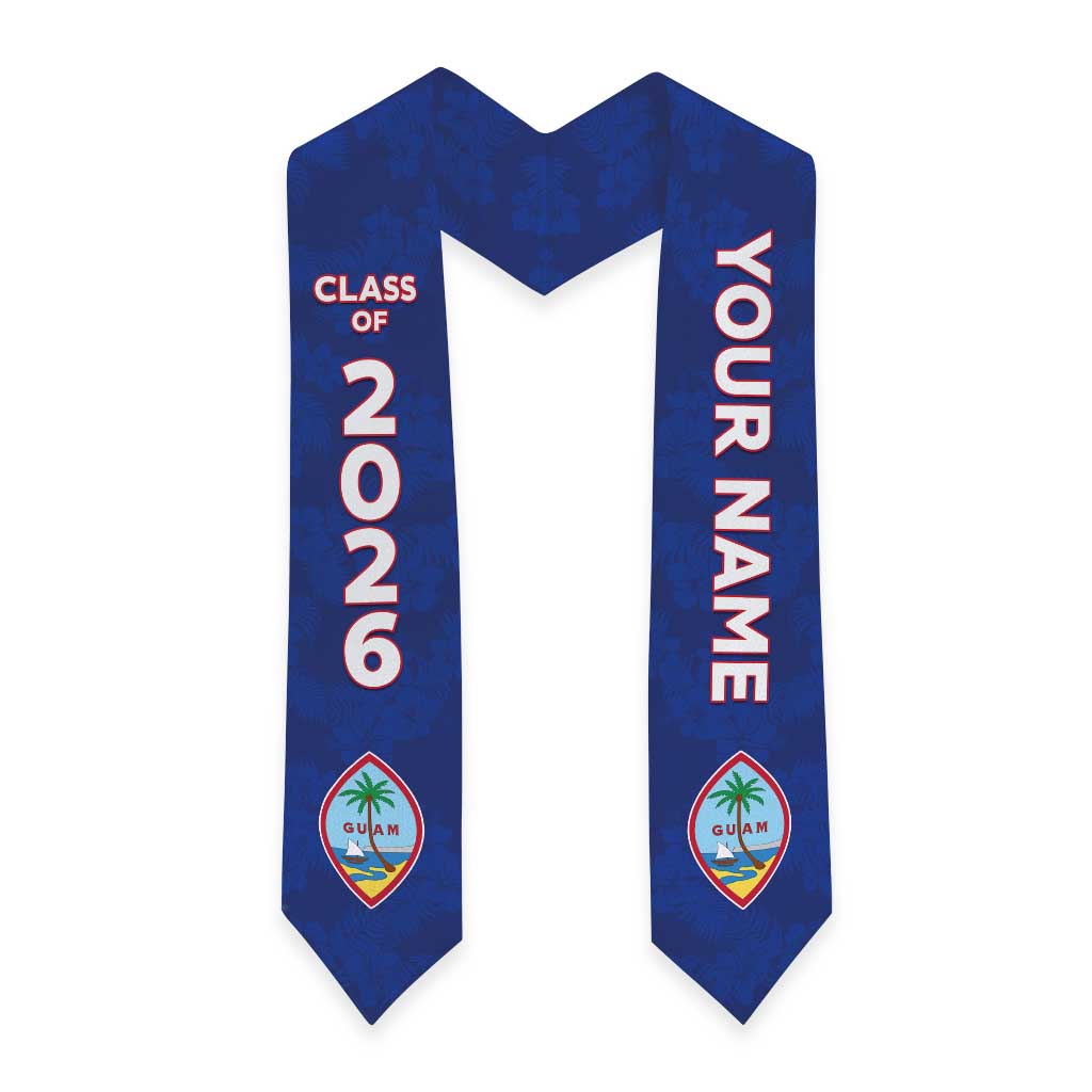 Custom Guam Graduation Stole Guaman Seal Blue Floral Design