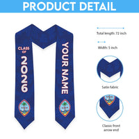Custom Guam Graduation Stole Guaman Seal Blue Floral Design