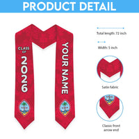 Custom Guam Graduation Stole Guaman Seal Red Floral Design