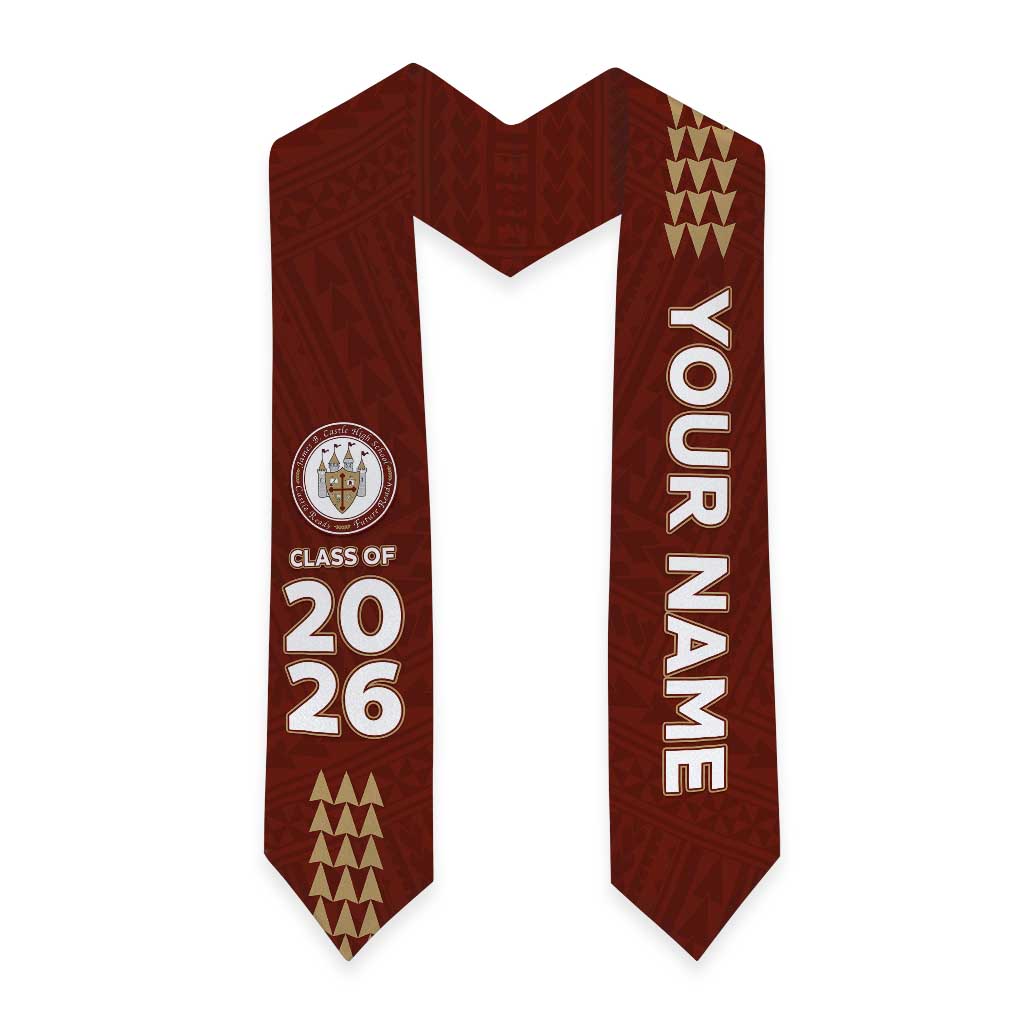 Custom Hawaii Castle High School Graduation Stole Kakau Pattern