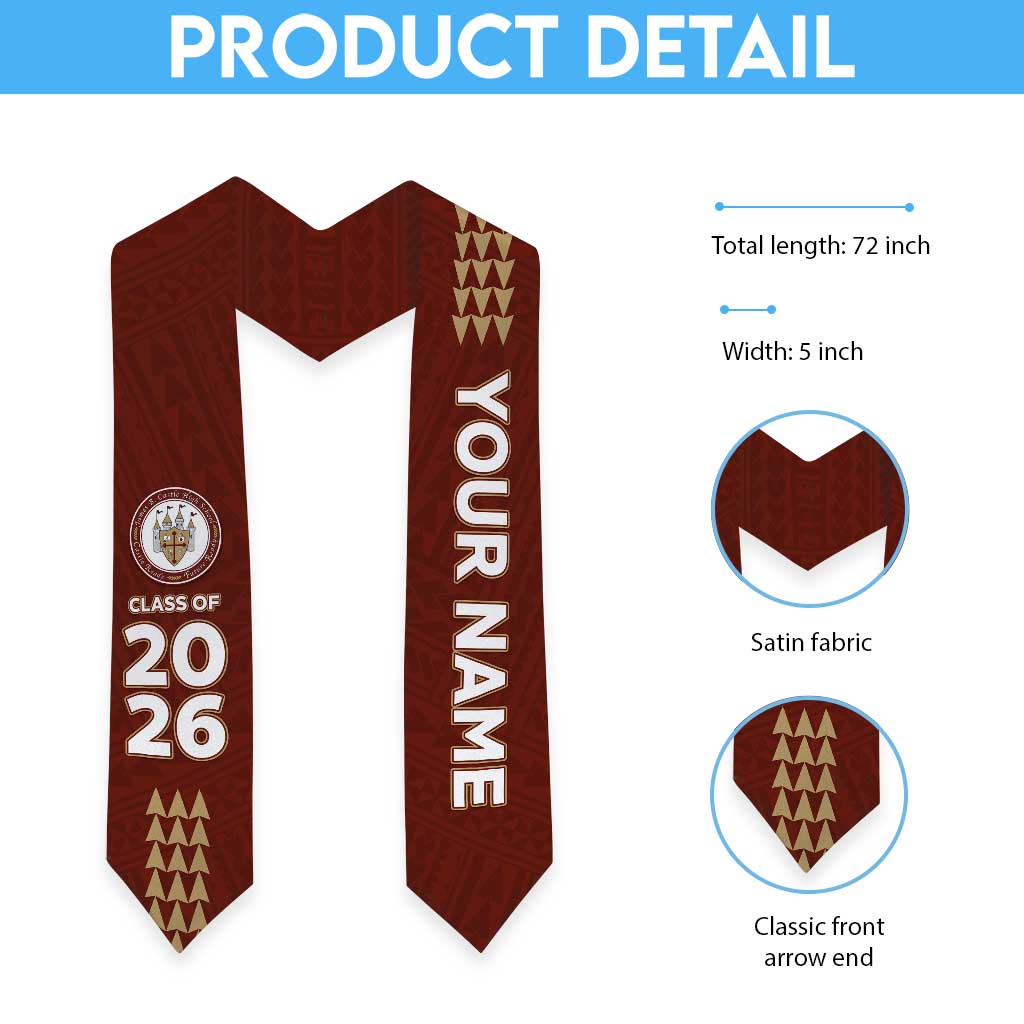 Custom Hawaii Castle High School Graduation Stole Kakau Pattern