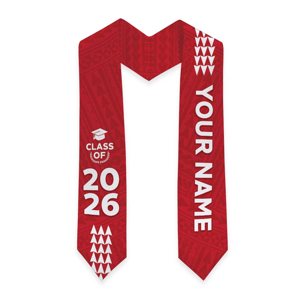 Custom Hawaii Graduation Stole Kakau Pattern Red Version