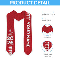 Custom Hawaii Graduation Stole Kakau Pattern Red Version