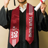 Custom Hawaii Graduation Stole Kakau Pattern Red Version