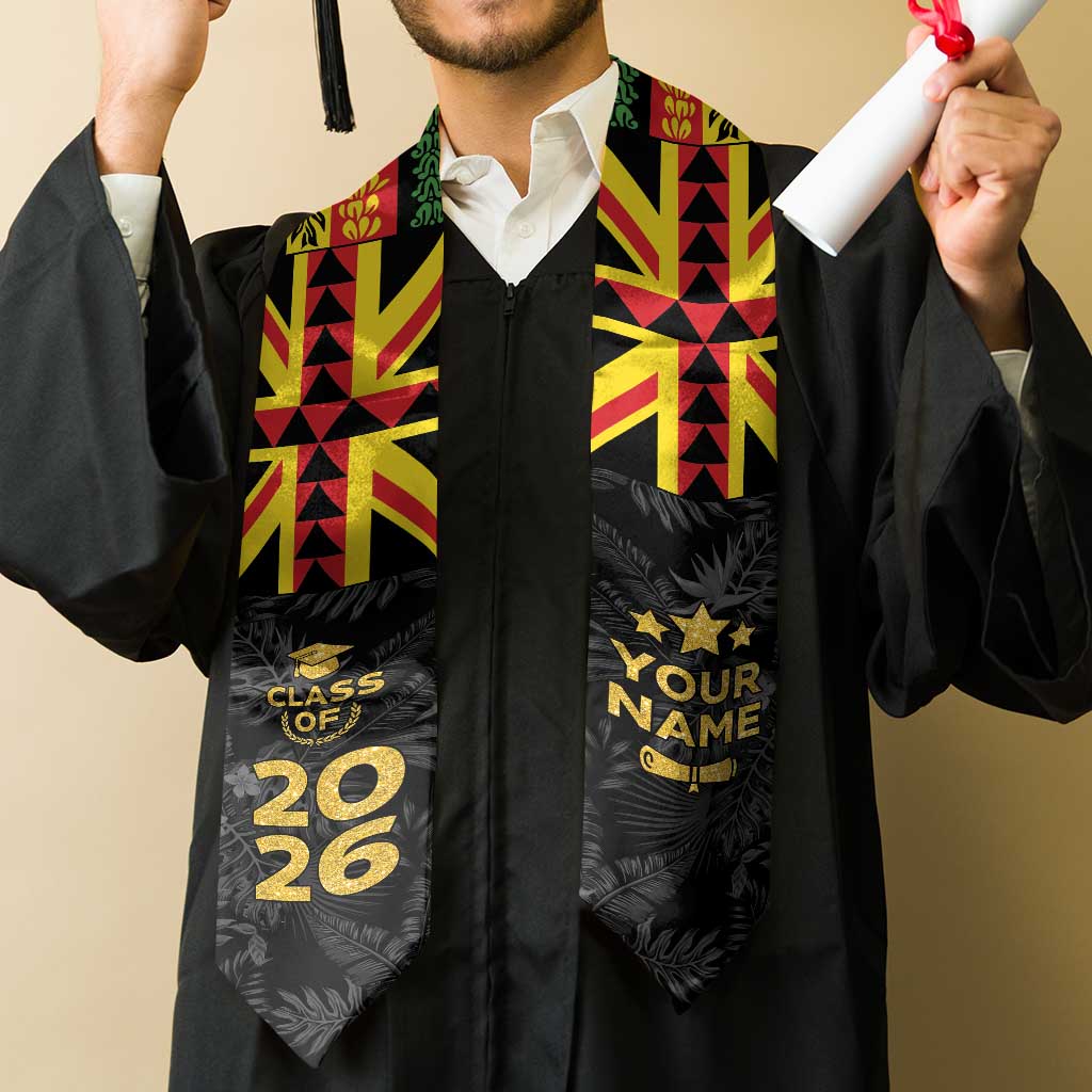 Custom Hawaii Graduation Stole Kakau Pattern With Leis