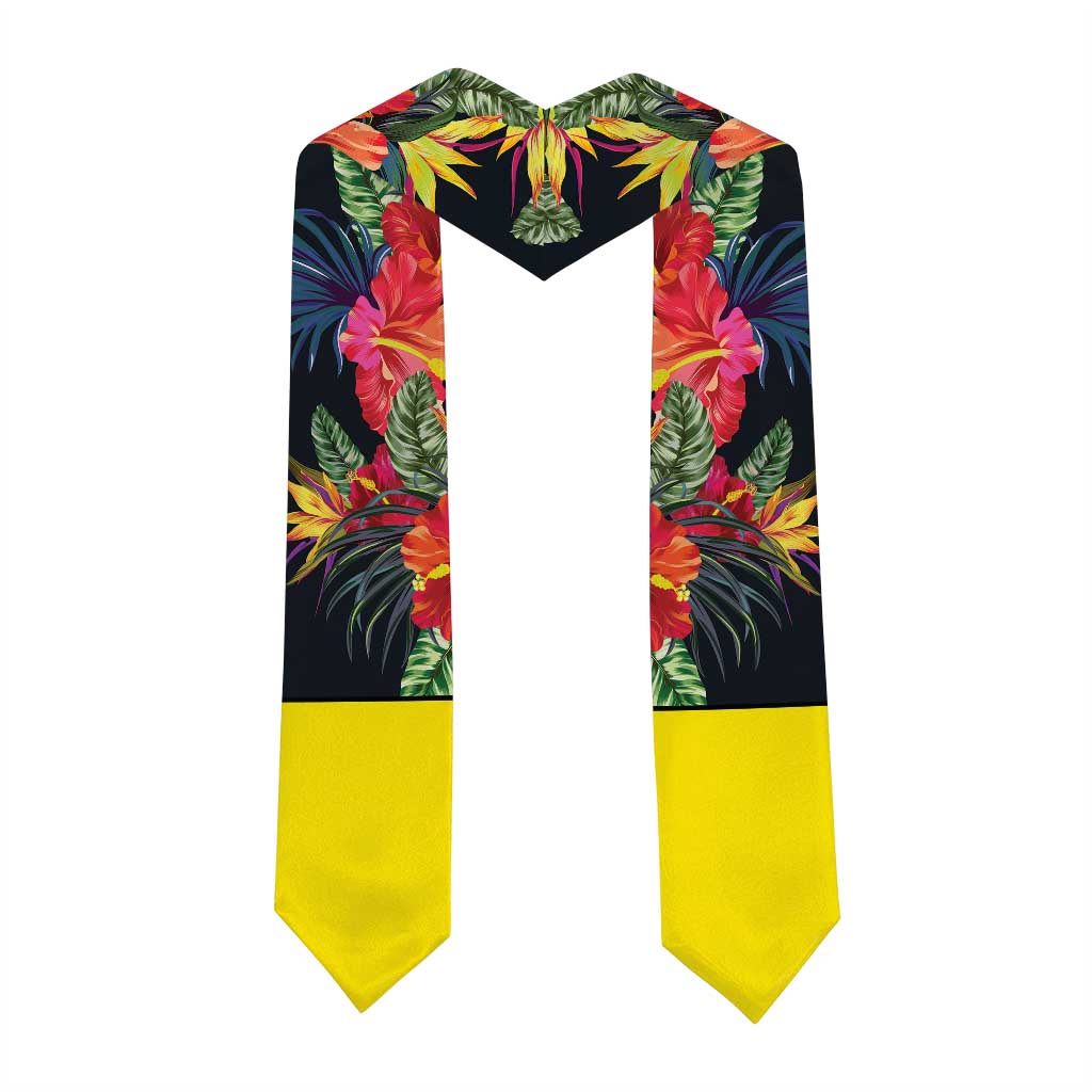 Custom Hawaii Graduation Stole Tropical Flowers