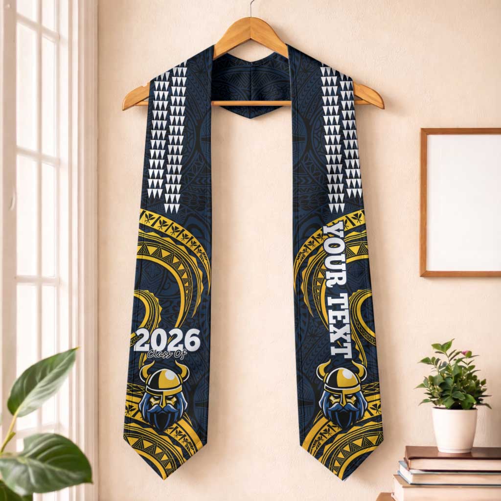 Custom Hawaii Hilo High School Graduation Stole Class Of Year Viking Polynesian Kakau Pattern