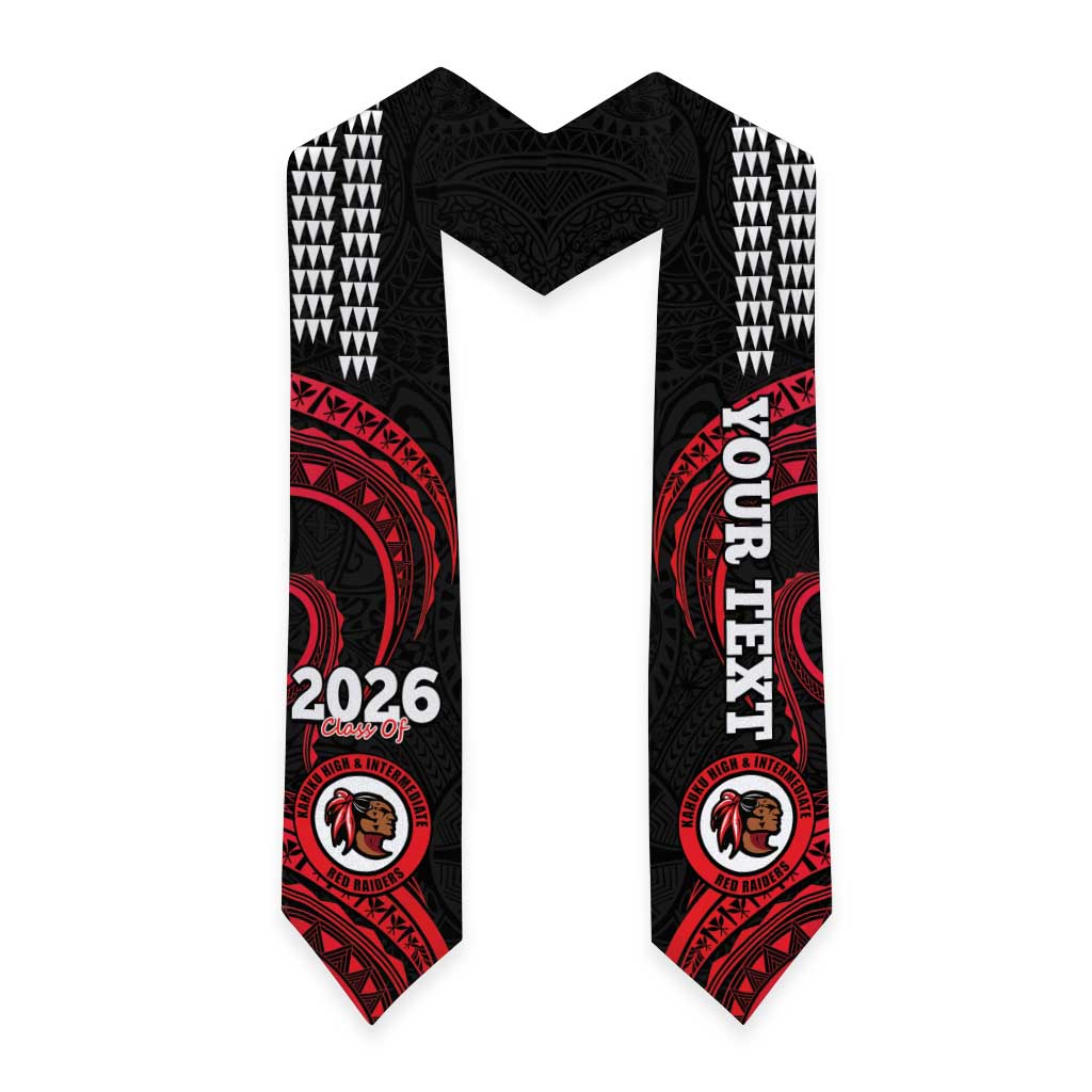 Custom Hawaii Kahuku High And Intermediate School Graduation Stole Class Of Year Red Raiders Kakau Pattern LT14 - Polynesian Pride