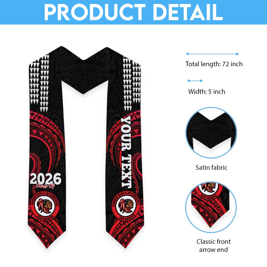 Custom Hawaii Kahuku High And Intermediate School Graduation Stole Class Of Year Red Raiders Kakau Pattern LT14 - Polynesian Pride