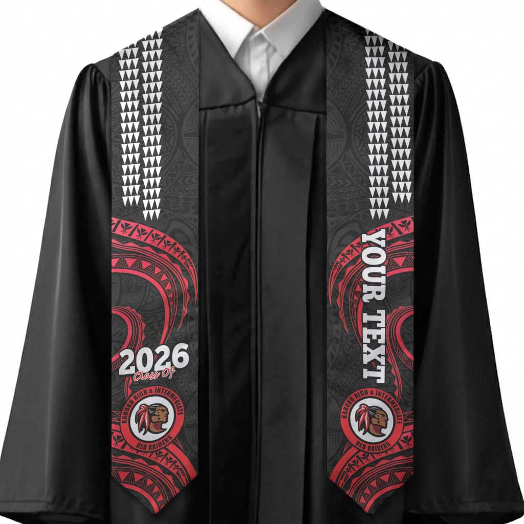 Custom Hawaii Kahuku High And Intermediate School Graduation Stole Class Of Year Red Raiders Kakau Pattern LT14 - Polynesian Pride