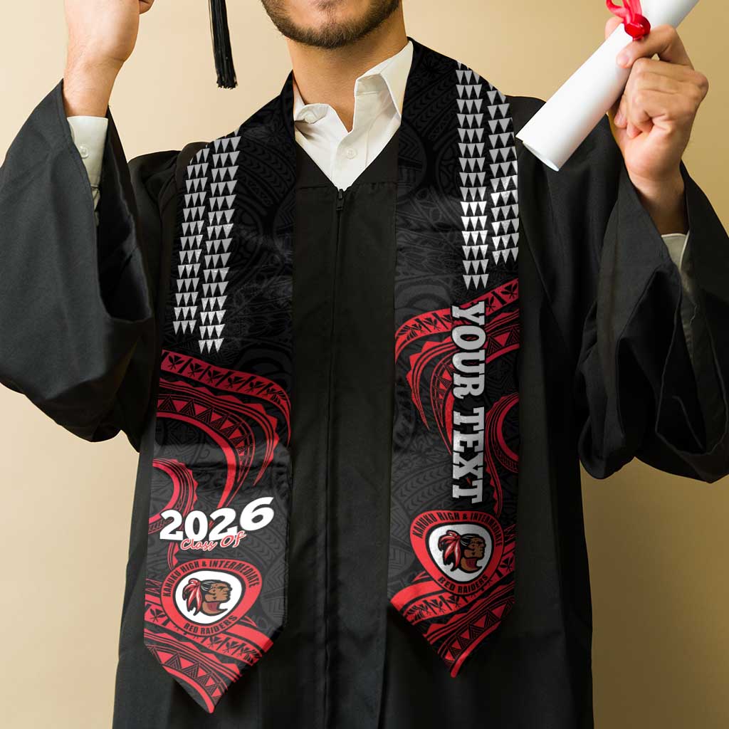 Custom Hawaii Kahuku High And Intermediate School Graduation Stole Class Of Year Red Raiders Kakau Pattern LT14 - Polynesian Pride
