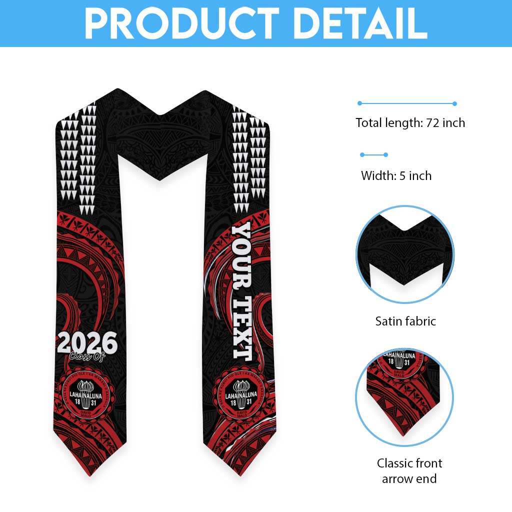 Custom Hawaii Lahainaluna High School Graduation Stole Class Of Year Polynesian Kakau Pattern