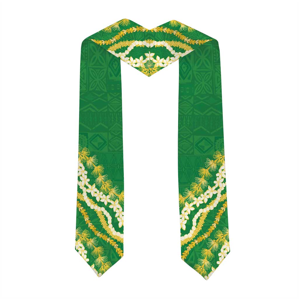 Custom Honokaa High And Intermediate School Graduation Stole Tapa Pattern With Leis