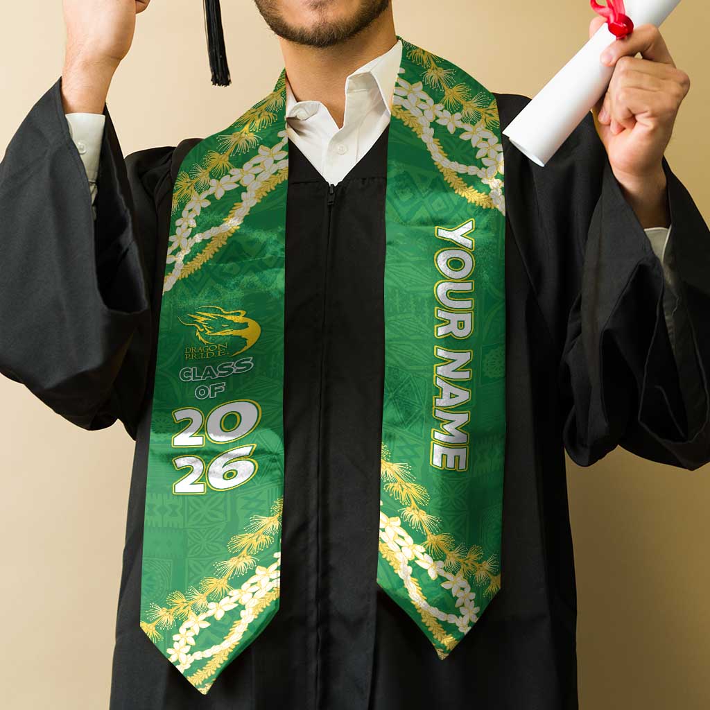 Custom Honokaa High And Intermediate School Graduation Stole Tapa Pattern With Leis