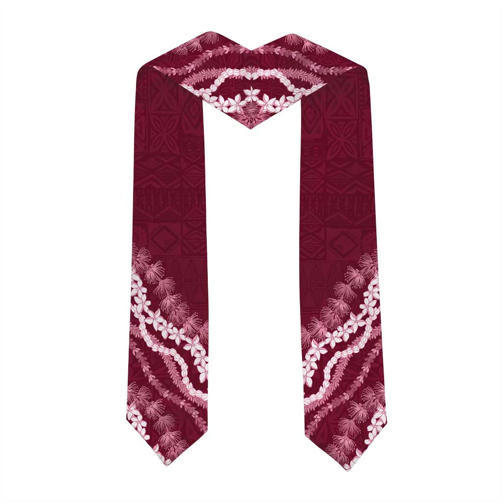 Custom H.P. Baldwin High School Graduation Stole Tapa Pattern With Leis LT05 - Polynesian Pride
