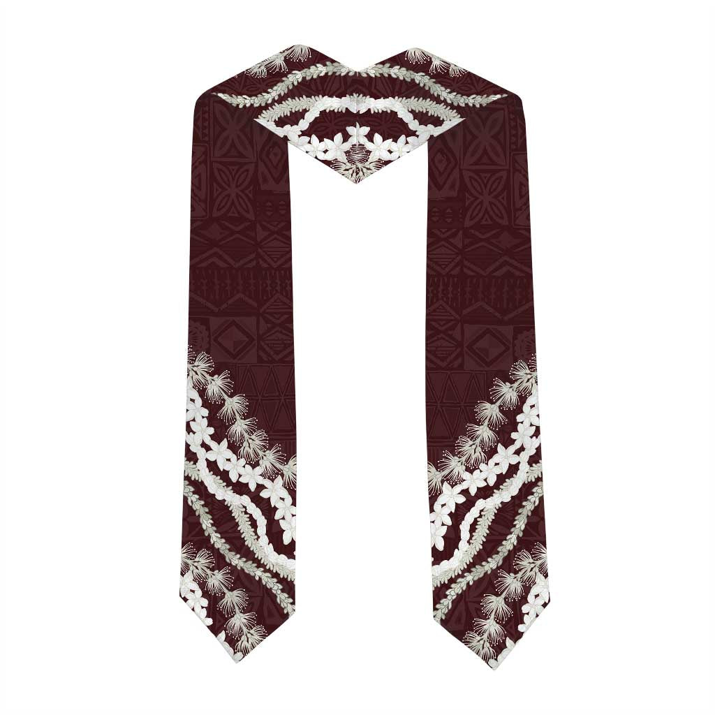 Custom Kau High And Pahala Elementary School Graduation Stole Tapa Pattern With Leis LT05 - Polynesian Pride