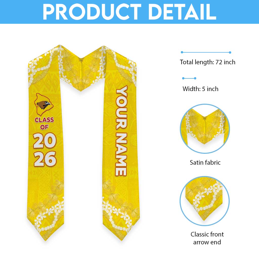 Custom Ke Kula O Ehunuikaimalino Graduation Stole Tapa Pattern With Leis LT05 - Polynesian Pride