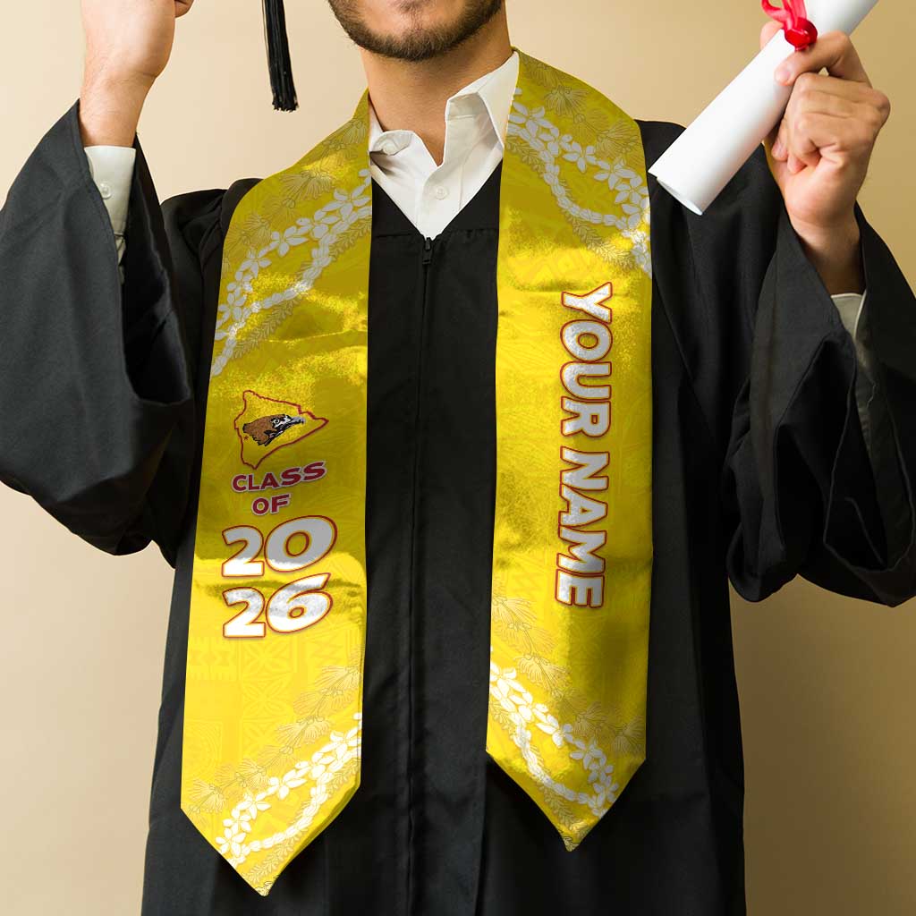 Custom Ke Kula O Ehunuikaimalino Graduation Stole Tapa Pattern With Leis LT05 - Polynesian Pride