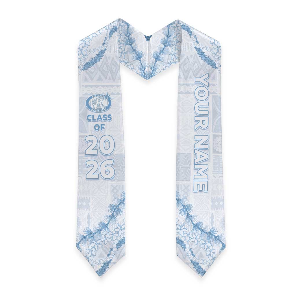 Custom Kealakehe High School Graduation Stole Tapa Pattern With Leis LT05 - Polynesian Pride