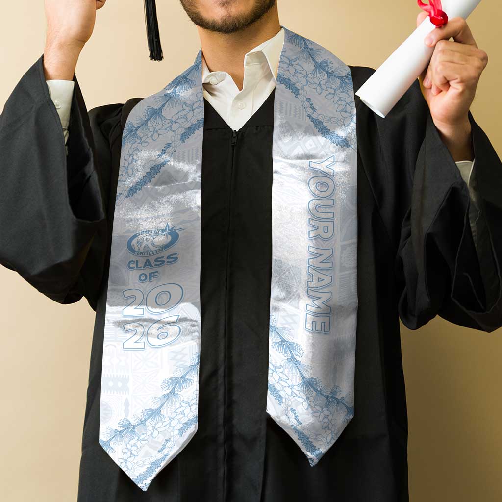 Custom Kealakehe High School Graduation Stole Tapa Pattern With Leis LT05 - Polynesian Pride