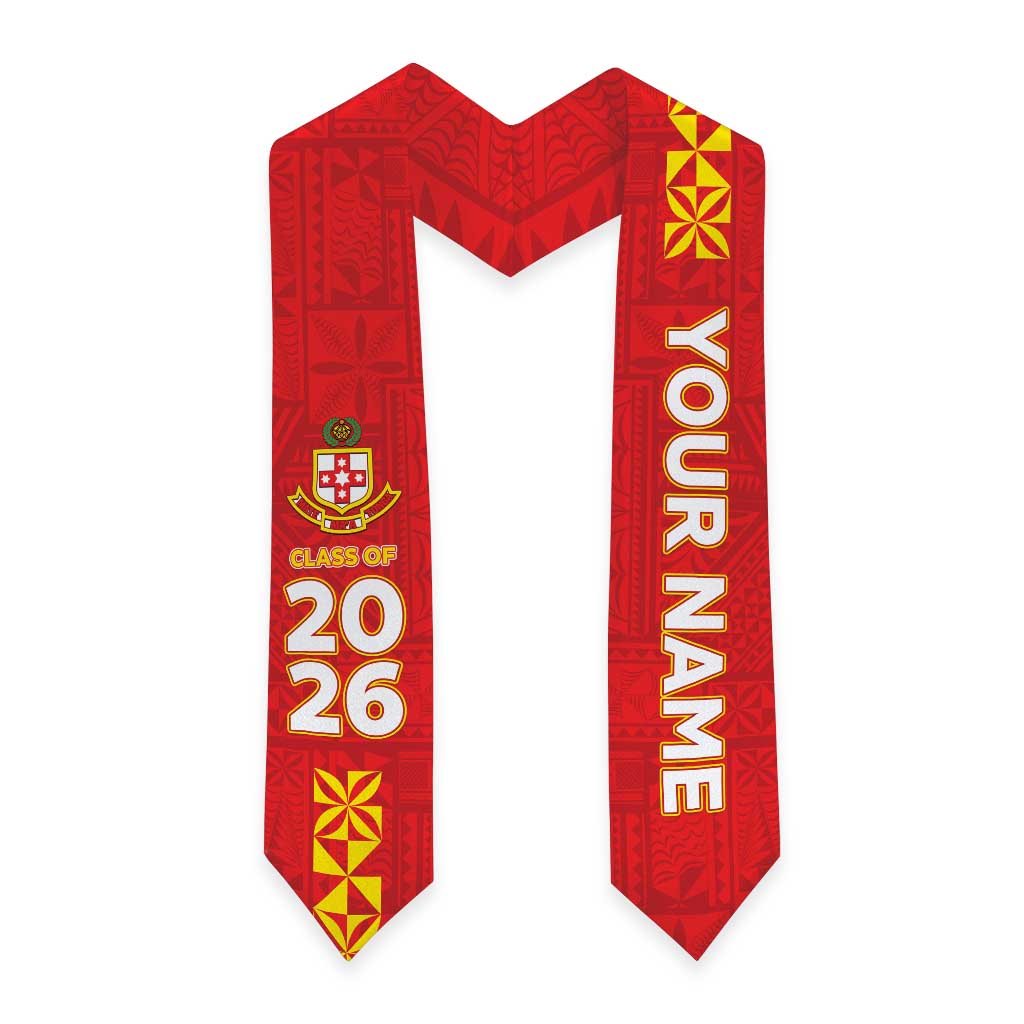 Custom Kolisi Tonga Graduation Stole Tongan Ngatu Pattern