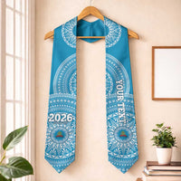 Custom Lavengamalie Tonga College Graduation Stole Class Of Year Tongan Ngatu Pattern LT14 One Size Blue - Polynesian Pride