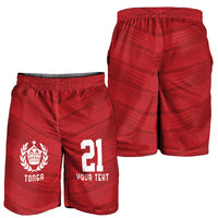 Custom Pacific Rugby Spirit Shorts for Men Tonga Ngatu Pride Red Edition - Polynesian Pride