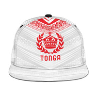 Custom Pacific Rugby Spirit Snapback Cap Tonga Ngatu Pride White Edition - Polynesian Pride